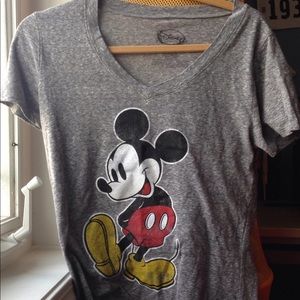 Gray V-neck Mickey Tee